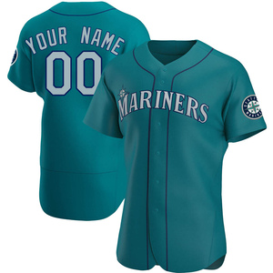 Men's Seattle Mariners Custom Aqua Alternate Jersey - Authentic