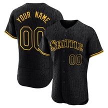 Men's Seattle Mariners Custom Black Snake Skin City Jersey - Authentic