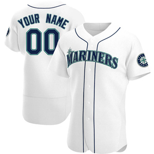 Men's Seattle Mariners Custom White Home Jersey - Authentic