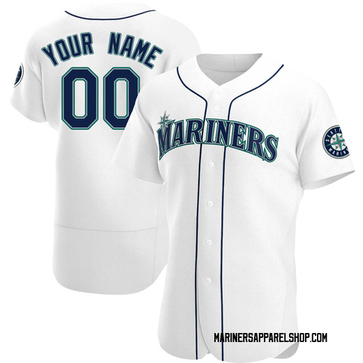 Men's Seattle Mariners Custom White Home Jersey - Authentic