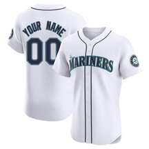Men's Seattle Mariners Custom White Home Jersey - Elite