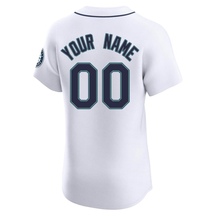 Men's Seattle Mariners Custom White Home Jersey - Elite
