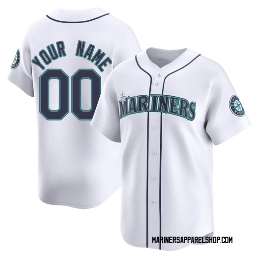 Men's Seattle Mariners Custom White Home Jersey - Limited