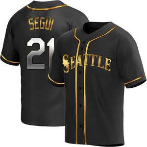 Men's Seattle Mariners David Segui Black Golden Alternate Jersey - Replica
