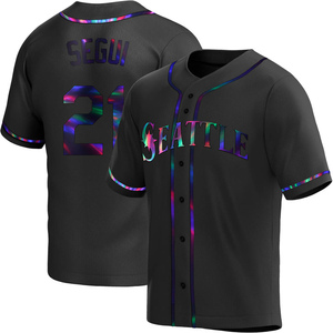 Men's Seattle Mariners David Segui Black Holographic Alternate Jersey - Replica