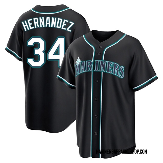 Men's Seattle Mariners Felix Hernandez Black Fashion Out Jersey - Replica