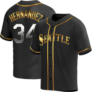 Men's Seattle Mariners Felix Hernandez Black Golden Alternate Jersey - Replica
