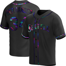Men's Seattle Mariners Felix Hernandez Black Holographic Alternate Jersey - Replica