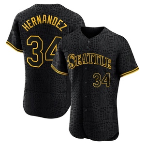 Men's Seattle Mariners Felix Hernandez Black Snake Skin City Jersey - Authentic