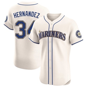 Men's Seattle Mariners Felix Hernandez Cream Alternate Jersey - Elite