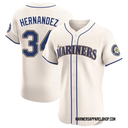 Men's Seattle Mariners Felix Hernandez Cream Alternate Jersey - Elite