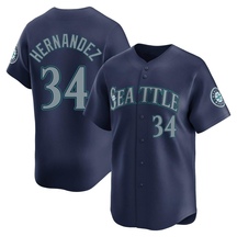 Men's Seattle Mariners Felix Hernandez Navy Road Jersey - Limited