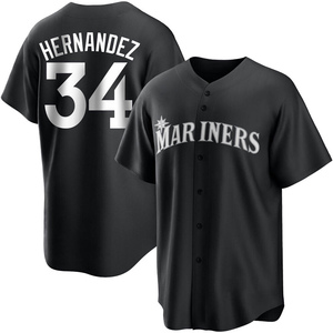 Men's Seattle Mariners Felix Hernandez White Black/ Jersey - Replica