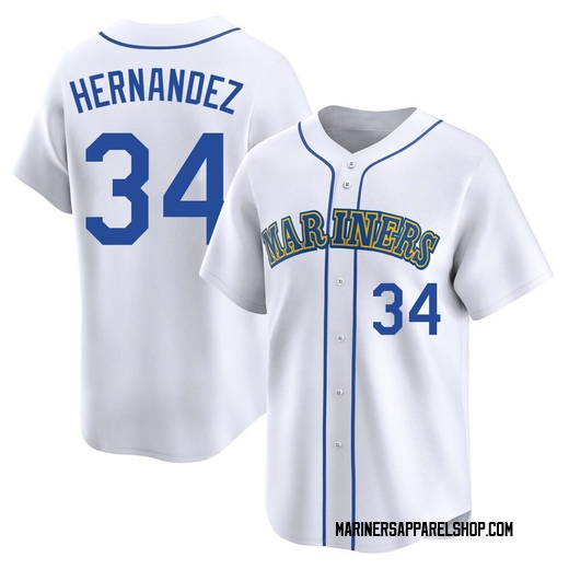 Men's Seattle Mariners Felix Hernandez White Throwback Cooperstown Collection Jersey - Limited