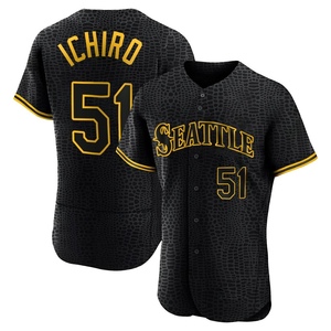 Men's Seattle Mariners Ichiro Suzuki Black Snake Skin City Jersey - Authentic