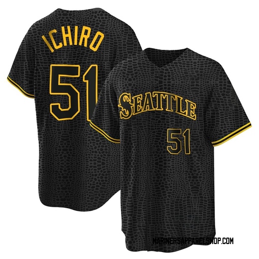 Men's Seattle Mariners Ichiro Suzuki Black Snake Skin City Jersey - Replica