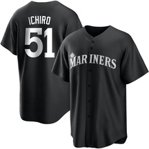 Men's Seattle Mariners Ichiro Suzuki White Black/ Jersey - Replica