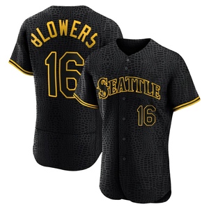 Men's Seattle Mariners Mike Blowers Black Snake Skin City Jersey - Authentic