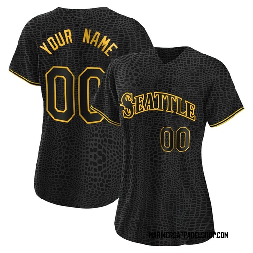 Women's Seattle Mariners Custom Black Snake Skin City Jersey - Authentic