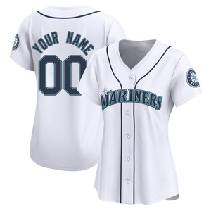 Women's Seattle Mariners Custom White Home Jersey - Limited