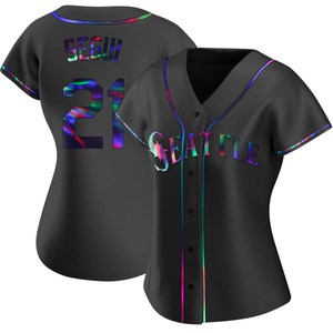 Women's Seattle Mariners David Segui Black Holographic Alternate Jersey - Replica