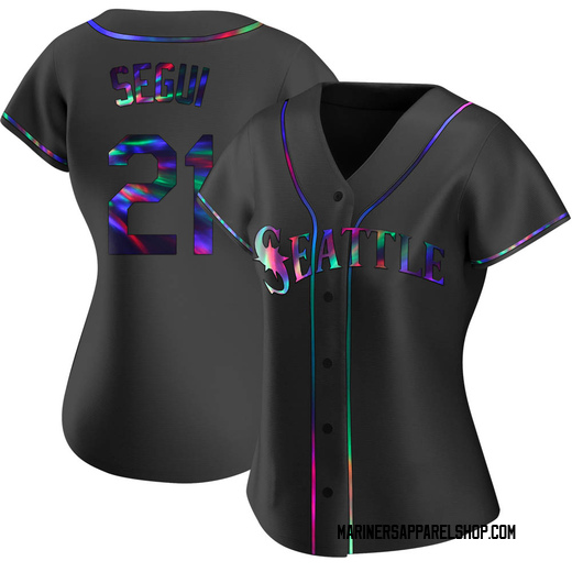 Women's Seattle Mariners David Segui Black Holographic Alternate Jersey - Replica