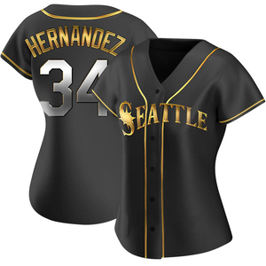 Women's Seattle Mariners Felix Hernandez Black Golden Alternate Jersey - Replica