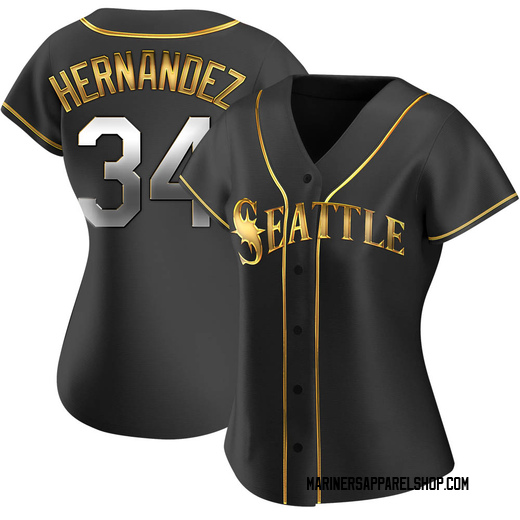 Women's Seattle Mariners Felix Hernandez Black Golden Alternate Jersey - Replica