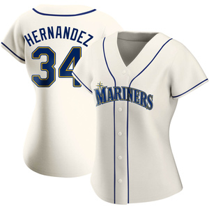 Women's Seattle Mariners Felix Hernandez Cream Alternate Jersey - Replica