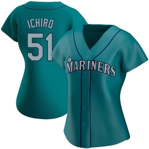 Women's Seattle Mariners Ichiro Suzuki Aqua Alternate Jersey - Replica