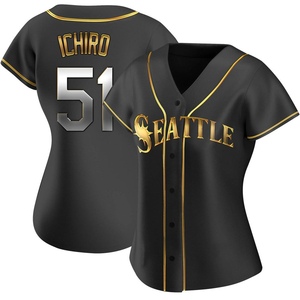 Women's Seattle Mariners Ichiro Suzuki Black Golden Alternate Jersey - Replica