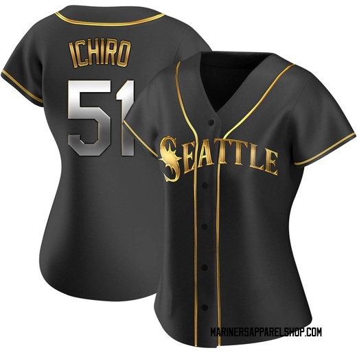 Women's Seattle Mariners Ichiro Suzuki Black Golden Alternate Jersey - Replica