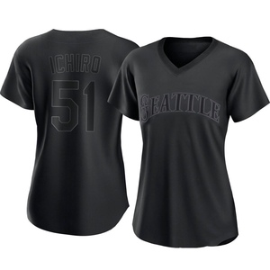 Women's Seattle Mariners Ichiro Suzuki Black Pitch Fashion Jersey - Authentic