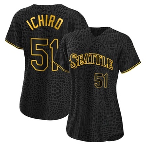 Women's Seattle Mariners Ichiro Suzuki Black Snake Skin City Jersey - Authentic