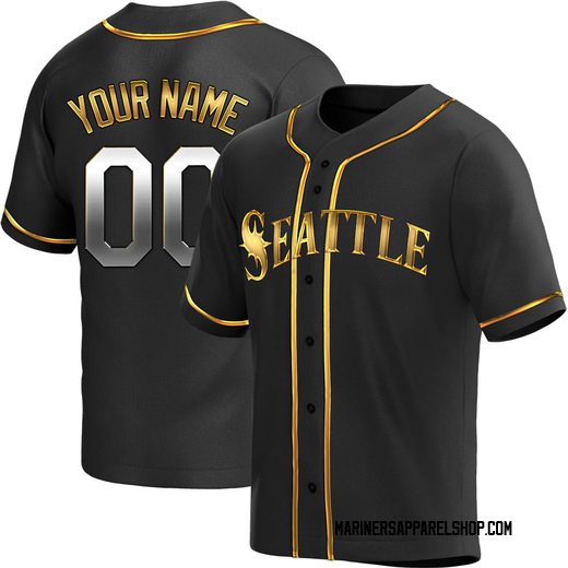 Youth Seattle Mariners Custom Black Golden Alternate Jersey - Replica