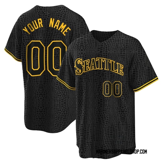 Youth Seattle Mariners Custom Black Snake Skin City Jersey - Replica