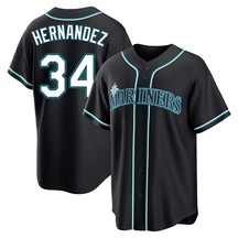 Youth Seattle Mariners Felix Hernandez Black Fashion Out Jersey - Replica