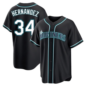 Youth Seattle Mariners Felix Hernandez Black Fashion Out Jersey - Replica