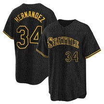 Youth Seattle Mariners Felix Hernandez Black Snake Skin City Jersey - Replica