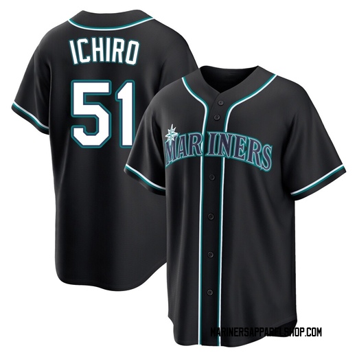 Youth Seattle Mariners Ichiro Suzuki Black Fashion Out Jersey - Replica