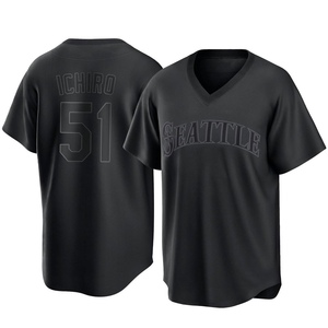 Youth Seattle Mariners Ichiro Suzuki Black Pitch Fashion Jersey - Replica