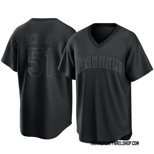 Youth Seattle Mariners Ichiro Suzuki Black Pitch Fashion Jersey - Replica